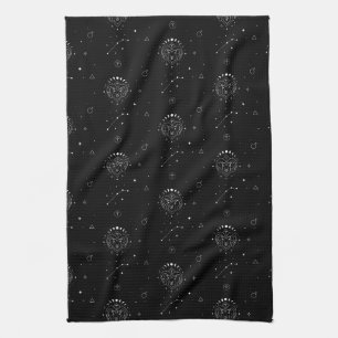 Aries Zodiac Pattern in Black and White Kitchen Towel