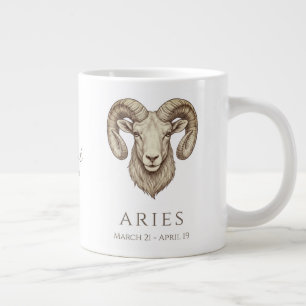 Aries Zodiac Personalized Name & Birth Date Large Coffee Mug