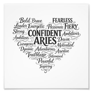 Aries Zodiac Photo Print | Word Cloud Art