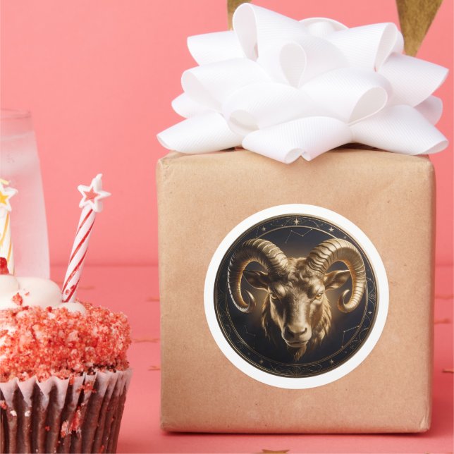 Aries Zodiac Ram Classic Round Sticker (Party)