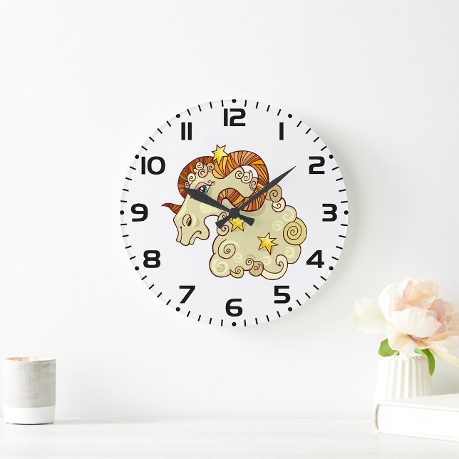 Aries Zodiac Ram Colourful Astrological  Large Clock (Creator Uploaded)