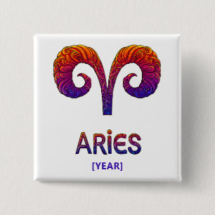 Aries Zodiac Sign 2 Inch Square Button