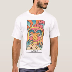 Aries Zodiac Sign Abstract Art Vintage T-Shirt