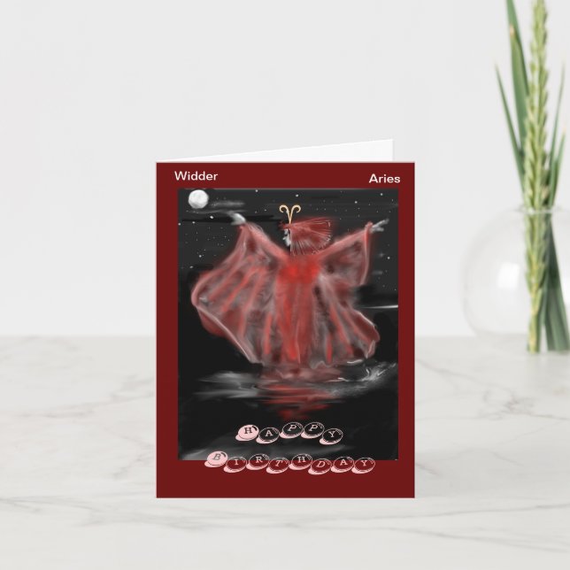Aries Zodiac Sign, Aries Birthday Card (Front)