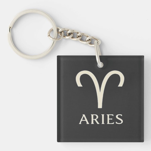 Aries Zodiac Sign - Astrology Symbol Keychain (Front)