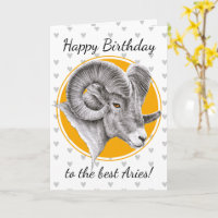 Aries Zodiac sign Bighorn Ram Animal art Birthday