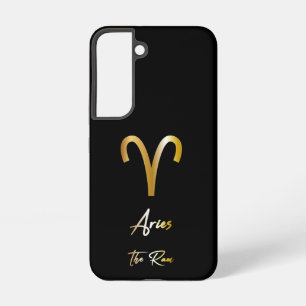 Aries Zodiac Sign, Black & Gold  Samsung Galaxy Case