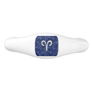 Aries Zodiac Sign Blue Digital Camouflage Ceramic Drawer Pull