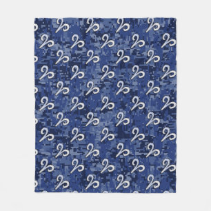 Aries Zodiac Sign Blue Digital Camouflage Fleece Blanket