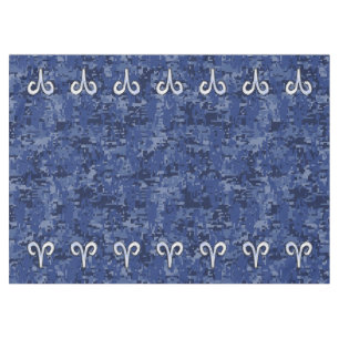 Aries Zodiac Sign Blue Digital Camouflage Tablecloth