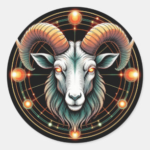 ♈ Aries Zodiac Sign Bold Astrology Symbol ♈ Classic Round Sticker