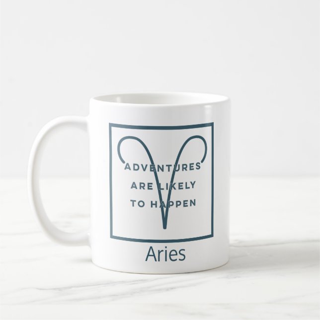 Aries Zodiac Sign Fun Quote in Blue and White Coffee Mug (Left)