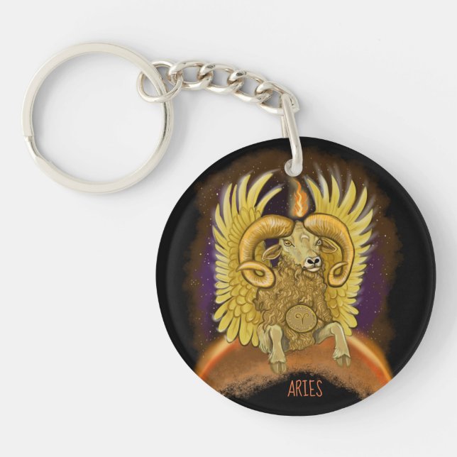 Aries Zodiac Sign Keychain (Front)