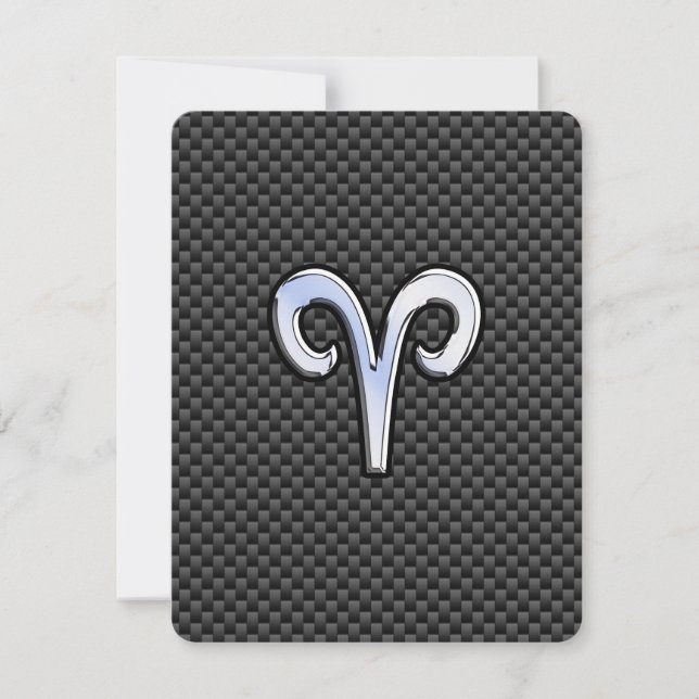 Aries Zodiac Sign on Charcoal Carbon Fibre Print (Front)