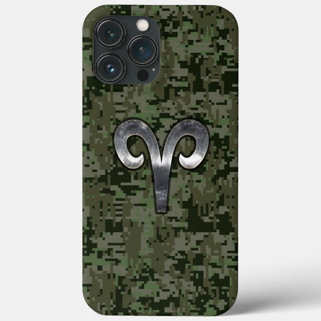 Aries Zodiac Sign on Green Camo Case-Mate iPhone Case (Back)