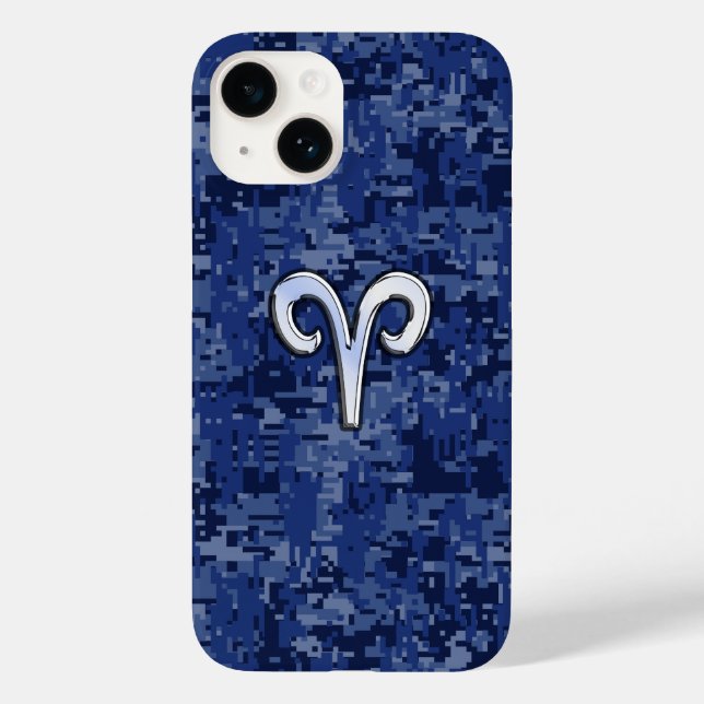 Aries Zodiac Sign on Navy Blue Camo Case-Mate iPhone Case (Back)