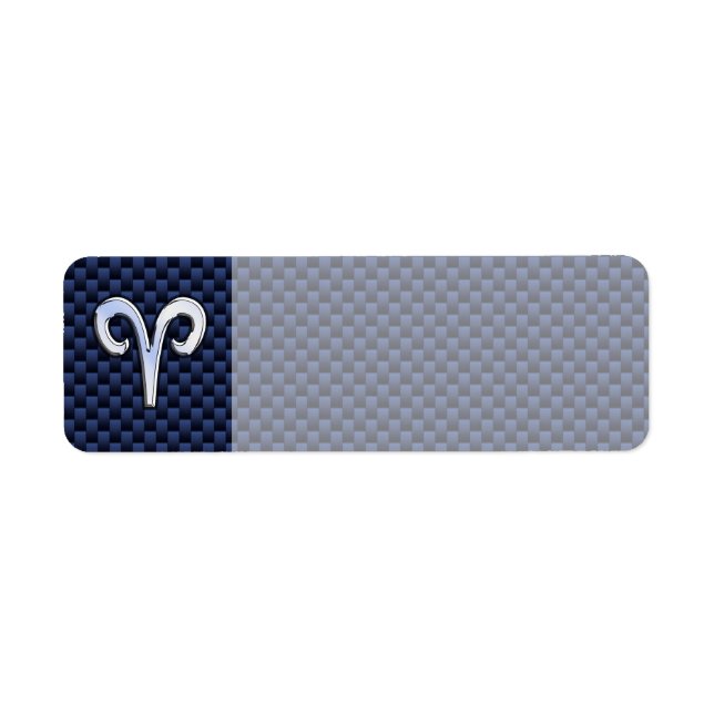 Aries Zodiac Sign on Navy Blue Carbon Fibre Print (Front)