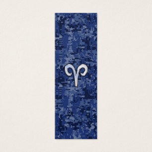 Aries Zodiac Sign on Navy Blue Digital Camo