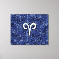 Aries Zodiac Sign on Navy Blue Digital Camo