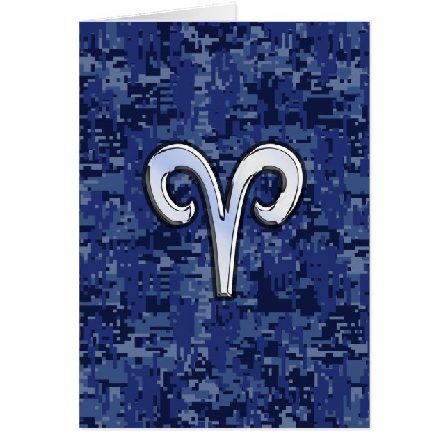 Aries Zodiac Sign on Navy Blue Digital Camo Decor (Front)