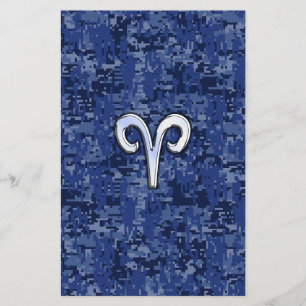 Aries Zodiac Sign on Navy Blue Digital Camo Flyer