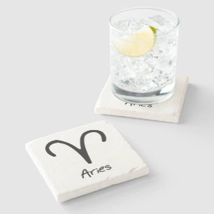 Aries Zodiac Sign on White Background Stone Coaster