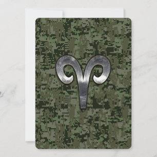 Aries Zodiac Sign on Woodland Green Digital Camo