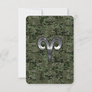 Aries Zodiac Sign on Woodland Green Digital Camo