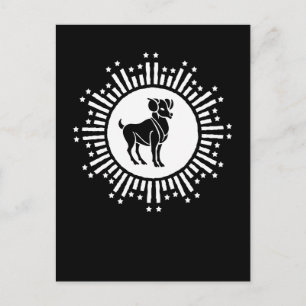 Aries Zodiac Sign Ram Cosmic Starburst Design Holiday Postcard
