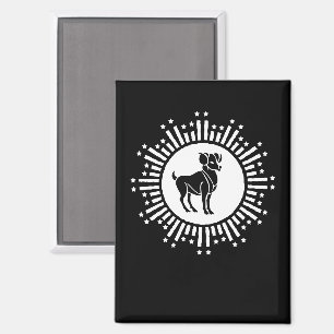 Aries Zodiac Sign Ram Cosmic Starburst Design Magnet