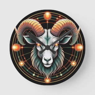 Aries Zodiac Sign Round Clock