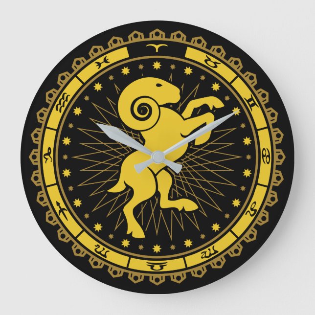 Aries - Zodiac Sign - Symbol - Horoscope Large Clock (Front)