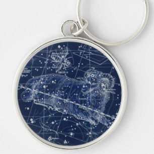 Aries Zodiac Sign Vintage Illustration Keychain
