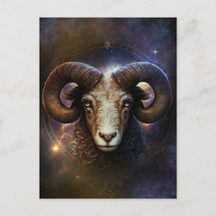 Aries Zodiac Sign Watercolor Design Postcard