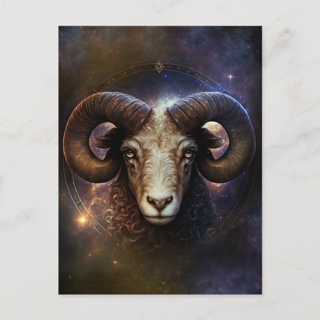 Aries Zodiac Sign Watercolor Design Postcard (Front)