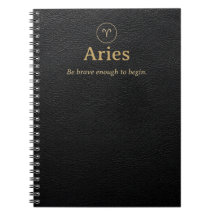 Aries Zodiac Spiral Notebook - Faux Leather Look