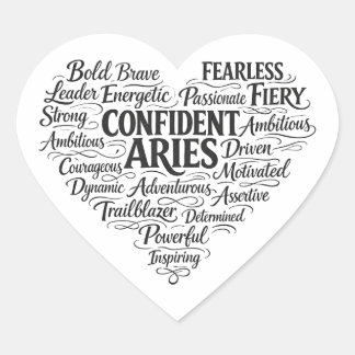 Aries Zodiac Square Sticker | Word Cloud 