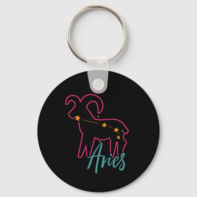 Aries Zodiac Star Sign Astrology Birthday Gift Keychain (Front)