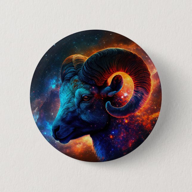 Aries Zodiac Star Sign Button (Front)