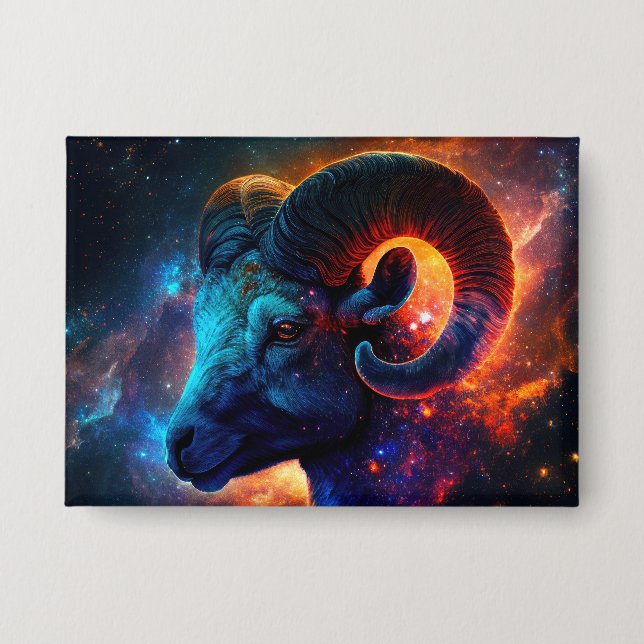 Aries Zodiac Star Sign – Rectangle Button (Front)