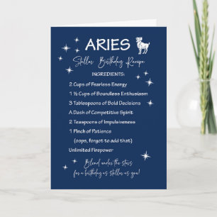 Aries Zodiac Stellar Birthday Recipe Card