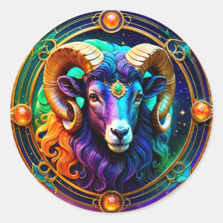 Aries Zodiac Stickers, Celestial Zodiac  Classic Round Sticker