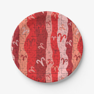 Aries Zodiac Stripes Broken Tiles Paper Plate