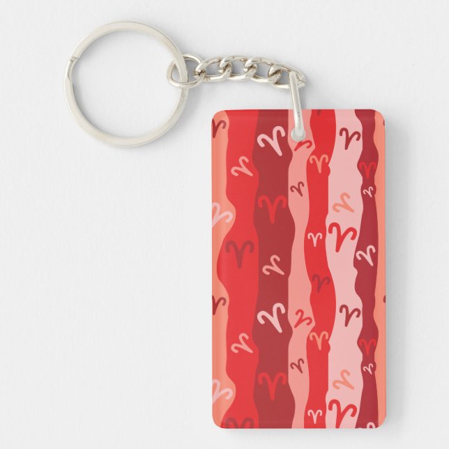 Aries Zodiac Stripes Keychain (Front)