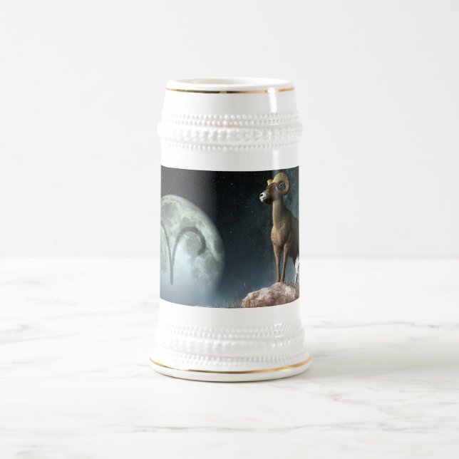 Aries Zodiac Symbol Beer Stein (Center)