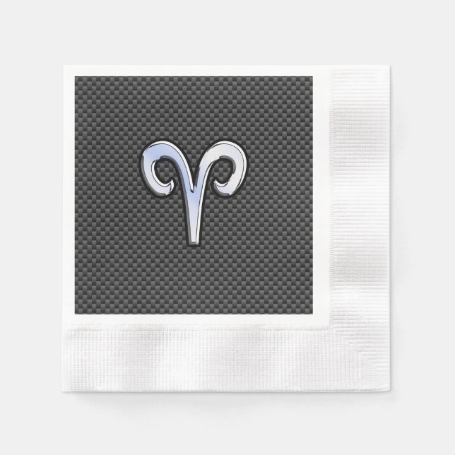 Aries Zodiac Symbol Black Carbon Fibre Decor Napkin (Front)