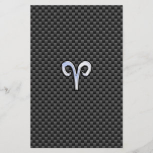 Aries Zodiac Symbol Black Carbon Fibre Decor Stationery