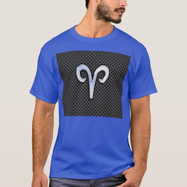 Aries Zodiac Symbol Black Carbon Fibre Decor T-Shirt (Front)