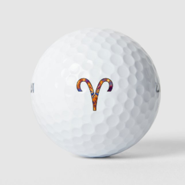 Aries Zodiac Symbol Element by Kenneth Yoncich Golf Balls (Front)