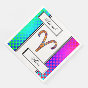 Aries Zodiac Symbol Element by Kenneth Yoncich Napkin